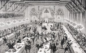 Grand banquet cérémonial à la cour française au XIVe siècle, d